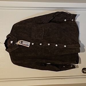 Men’s Suede/Leather Jacket, Dark Brown